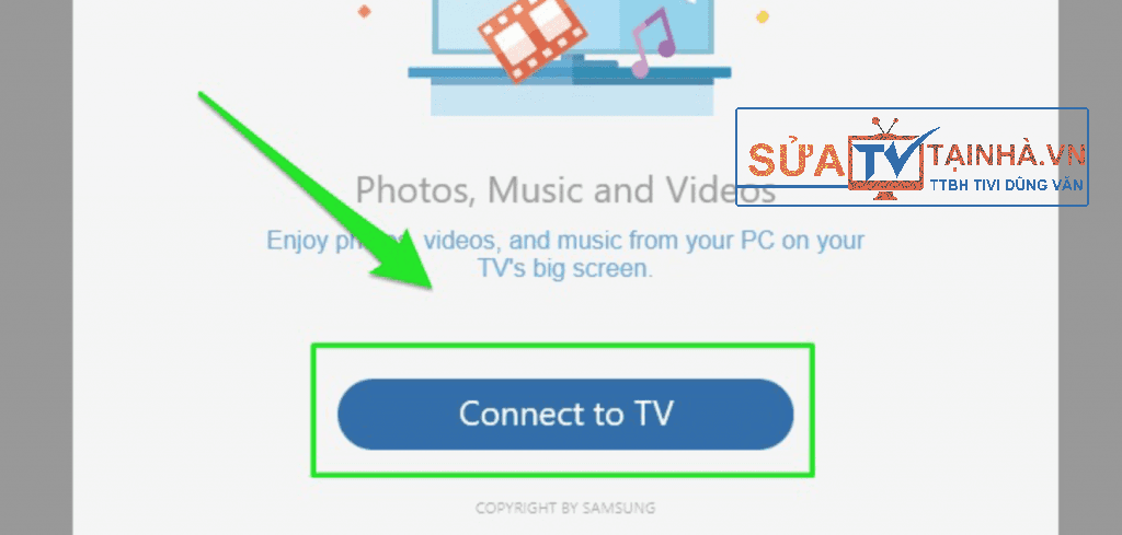 Mở ứng dụng Samsung Smart View trên laptop ==> chọn Connect to TV