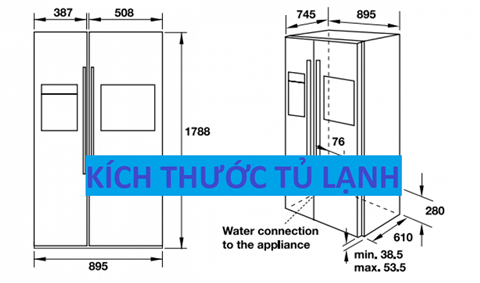 Kích thước tủ lạnh Side By Side 1 cánh, 2 cánh, 4 cánh Mini Hitachi