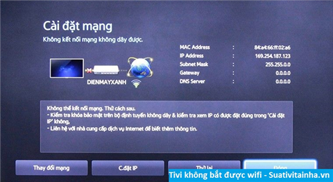 Tivi không bắt được wifi