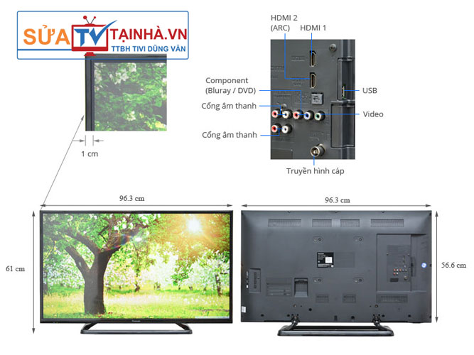 Kích thước của Tivi LED Panasonic TH – 42A400V 42 inch