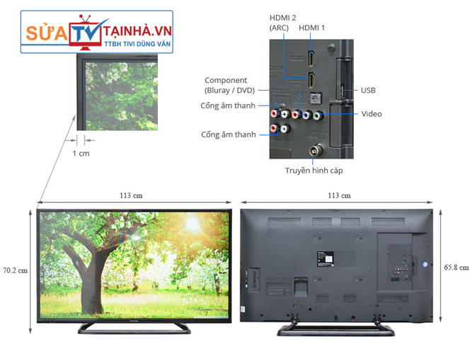 Kích thước của Tivi Panasonic TH – 50A410V 50inch