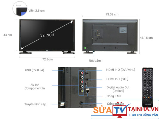 Kích thước Smart Tivi LED Samsung UA32J4303DK